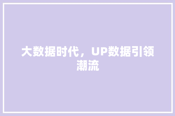 大数据时代，UP数据引领潮流 AI简讯