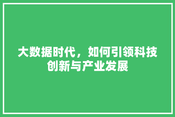大数据时代，如何引领科技创新与产业发展