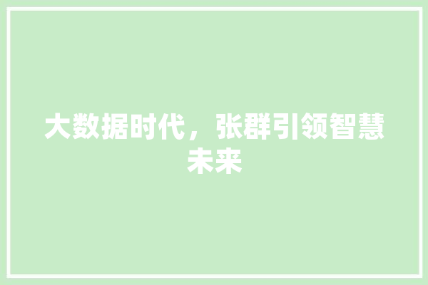大数据时代，张群引领智慧未来 科技快讯
