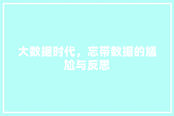 大数据时代，忘带数据的尴尬与反思
