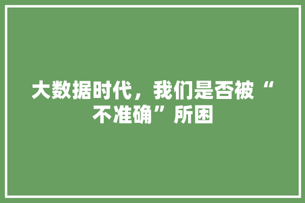 大数据时代，我们是否被“不准确”所困