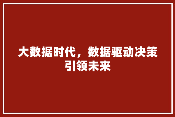 大数据时代，数据驱动决策引领未来 智能问答