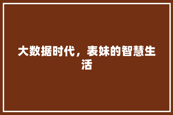 大数据时代，表妹的智慧生活