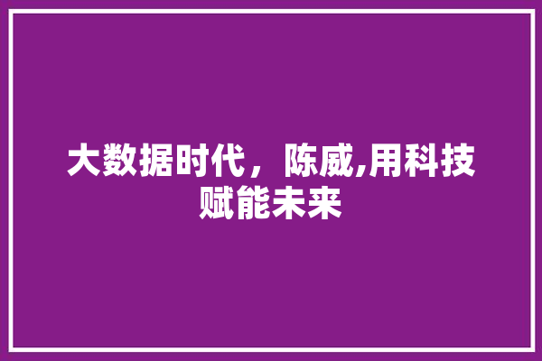 大数据时代，陈威,用科技赋能未来 云服务