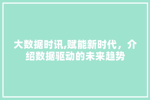 大数据时讯,赋能新时代，介绍数据驱动的未来趋势