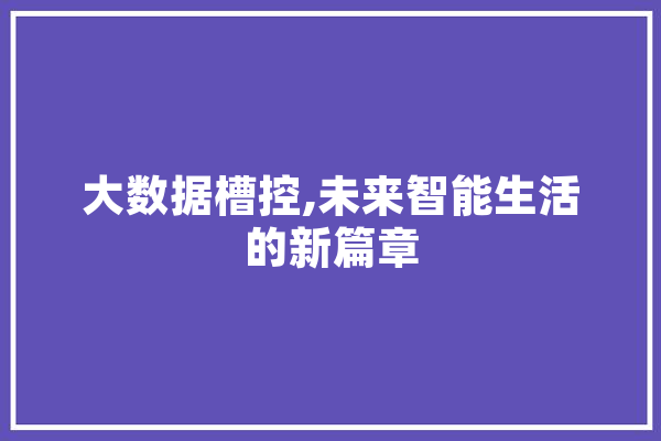 大数据槽控,未来智能生活的新篇章