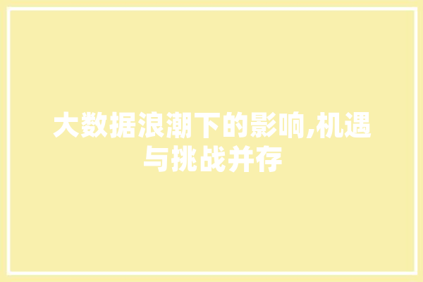 大数据浪潮下的影响,机遇与挑战并存 智能助手