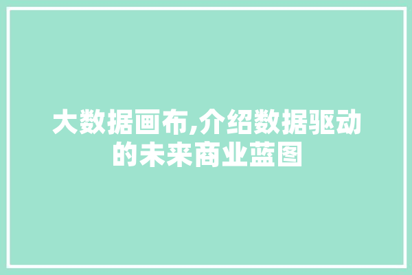 大数据画布,介绍数据驱动的未来商业蓝图