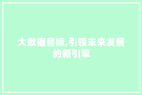 大数据目标,引领未来发展的新引擎