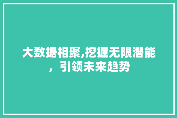 大数据相聚,挖掘无限潜能，引领未来趋势 智能助手