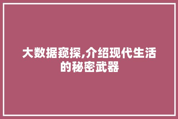 大数据窥探,介绍现代生活的秘密武器 智能写作