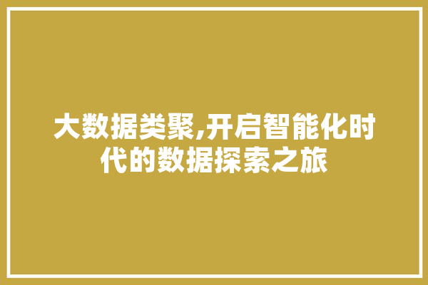 大数据类聚,开启智能化时代的数据探索之旅 智能写作