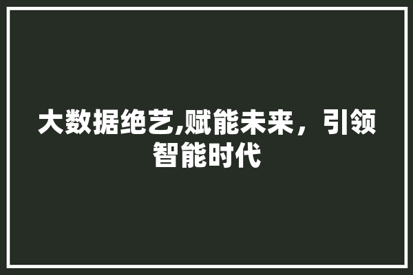 大数据绝艺,赋能未来，引领智能时代