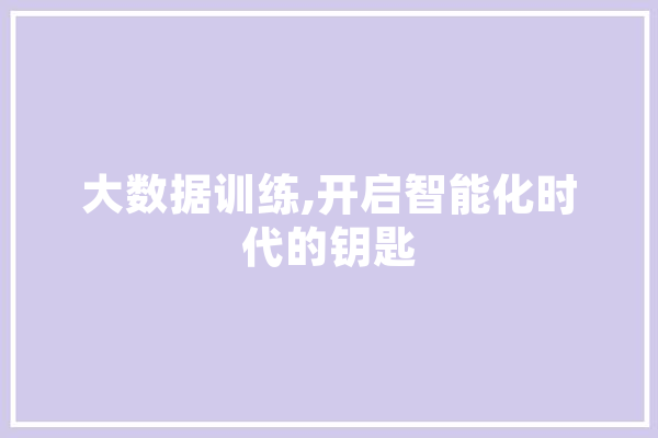 大数据训练,开启智能化时代的钥匙