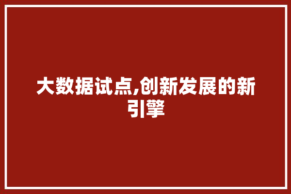 大数据试点,创新发展的新引擎