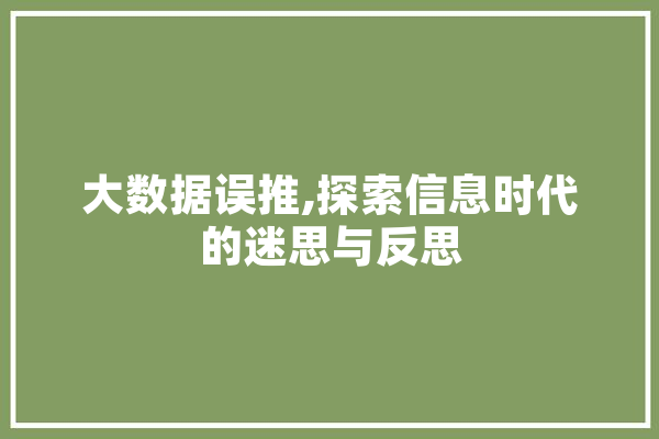 大数据误推,探索信息时代的迷思与反思 科技快讯