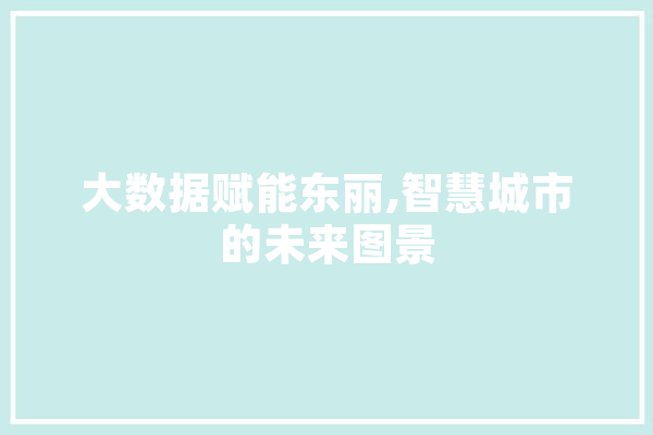 大数据赋能东丽,智慧城市的未来图景 科技快讯