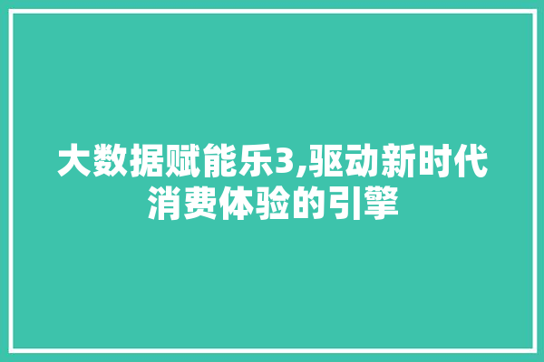 大数据赋能乐3,驱动新时代消费体验的引擎 云服务