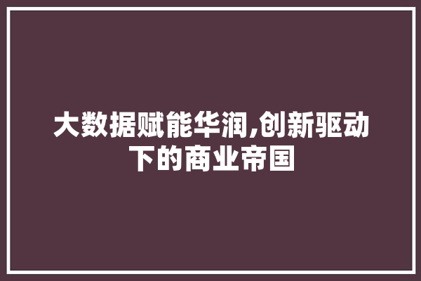大数据赋能华润,创新驱动下的商业帝国