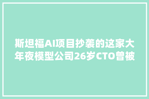 斯坦福AI项目抄袭的这家大年夜模型公司26岁CTO曾被誉为“少年天才”_智能_红星 AI简讯