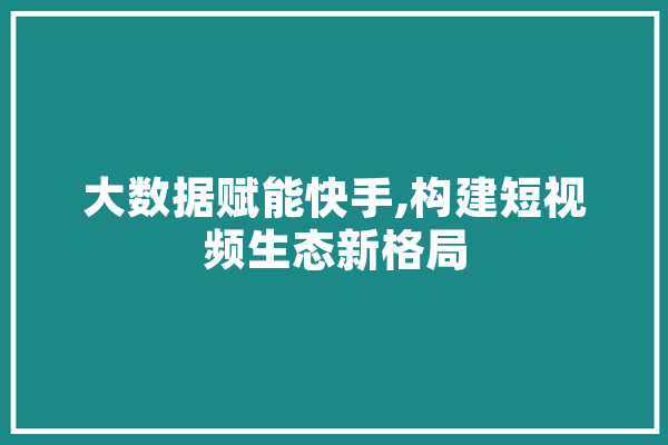 大数据赋能快手,构建短视频生态新格局 文字写作