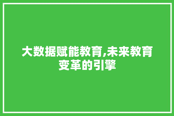 大数据赋能教育,未来教育变革的引擎 AI简讯