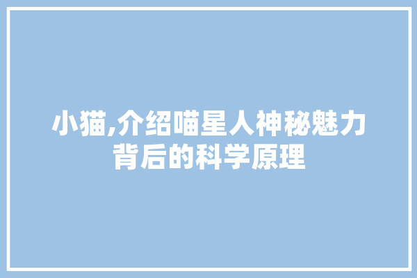 小猫,介绍喵星人神秘魅力背后的科学原理