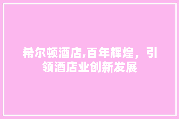 希尔顿酒店,百年辉煌，引领酒店业创新发展 绘影字幕