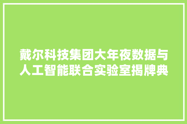 戴尔科技集团大年夜数据与人工智能联合实验室揭牌典礼成功举行_戴尔_中国