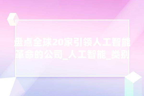 盘点全球20家引领人工智能革命的公司_人工智能_类别