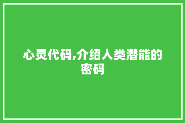 心灵代码,介绍人类潜能的密码 计算机