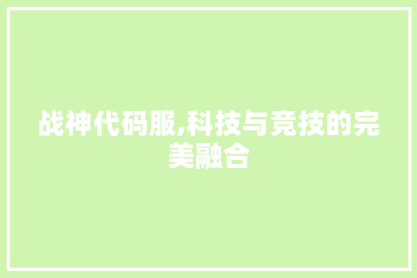 战神代码服,科技与竞技的完美融合 智能助手