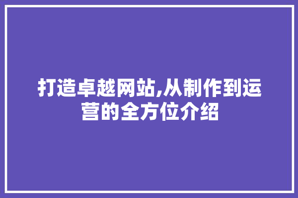 打造卓越网站,从制作到运营的全方位介绍