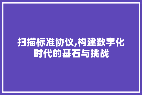 扫描标准协议,构建数字化时代的基石与挑战