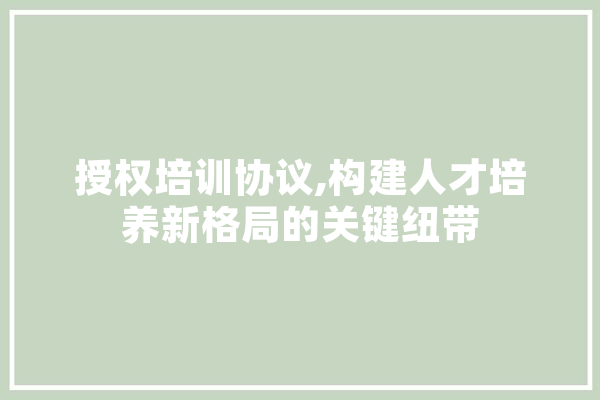 授权培训协议,构建人才培养新格局的关键纽带 绘影字幕