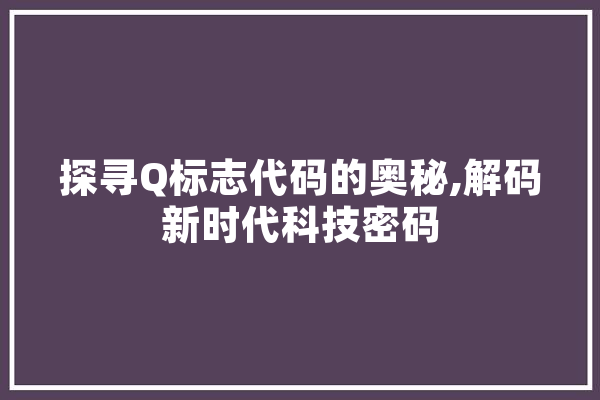 探寻Q标志代码的奥秘,解码新时代科技密码 计算机