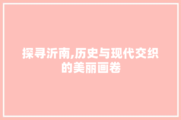 探寻沂南,历史与现代交织的美丽画卷 绘影字幕