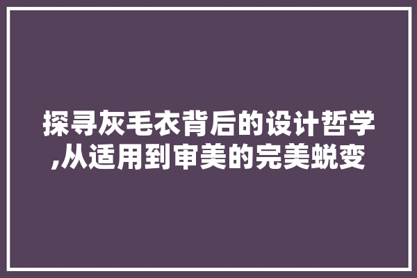 探寻灰毛衣背后的设计哲学,从适用到审美的完美蜕变
