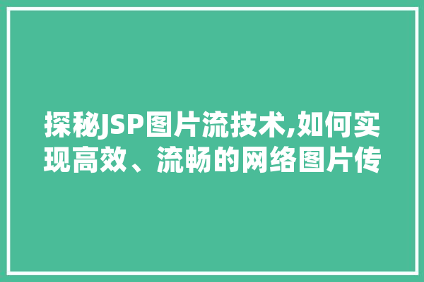探秘JSP图片流技术,如何实现高效、流畅的网络图片传输
