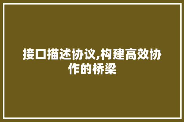 接口描述协议,构建高效协作的桥梁