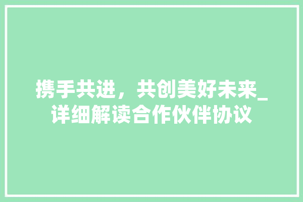 携手共进，共创美好未来_详细解读合作伙伴协议