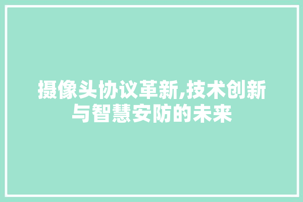 摄像头协议革新,技术创新与智慧安防的未来