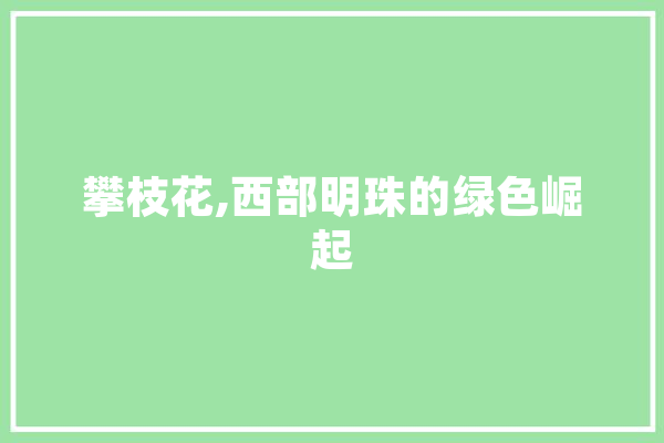 攀枝花,西部明珠的绿色崛起