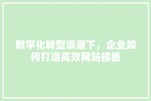 数字化转型浪潮下，企业如何打造高效网站模板 绘影字幕