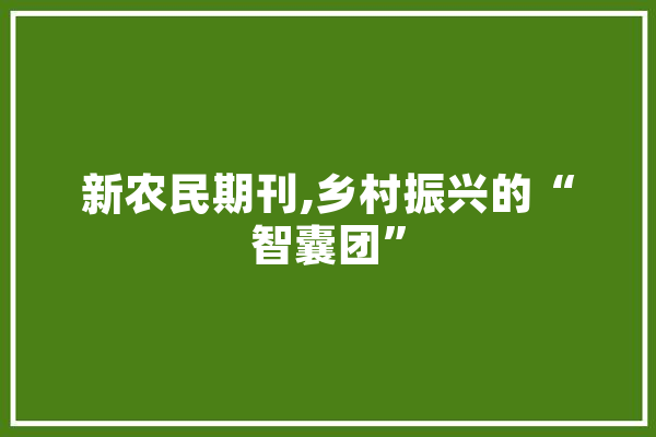 新农民期刊,乡村振兴的“智囊团”