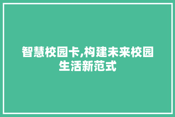 智慧校园卡,构建未来校园生活新范式