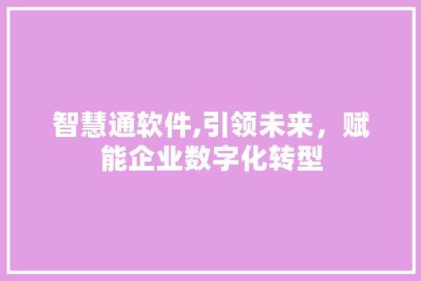 智慧通软件,引领未来，赋能企业数字化转型