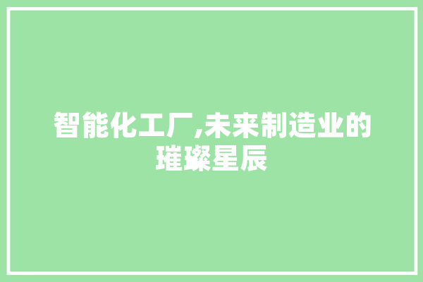 智能化工厂,未来制造业的璀璨星辰