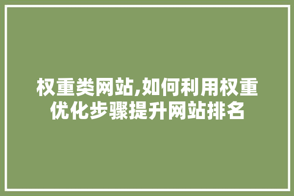 权重类网站,如何利用权重优化步骤提升网站排名