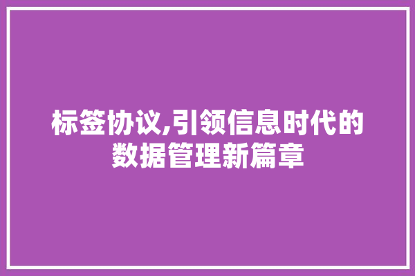 标签协议,引领信息时代的数据管理新篇章